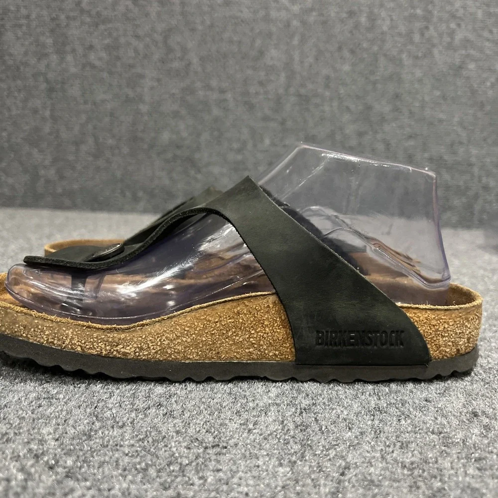 Birkenstock Gizeh Black Birko-Flor Thong Sandals Leather Womens Size 6-6.5 EU 37